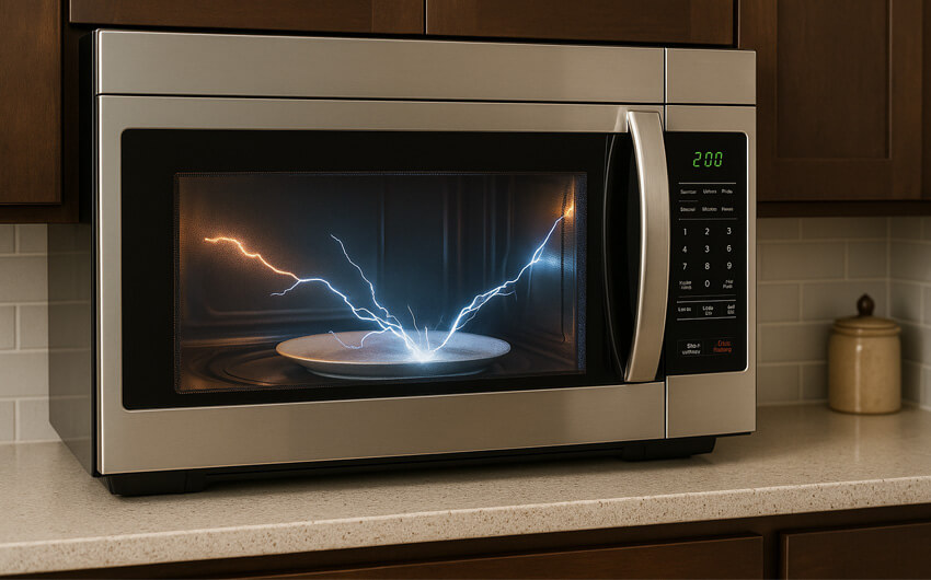 Sparking or arcing inside the microwave